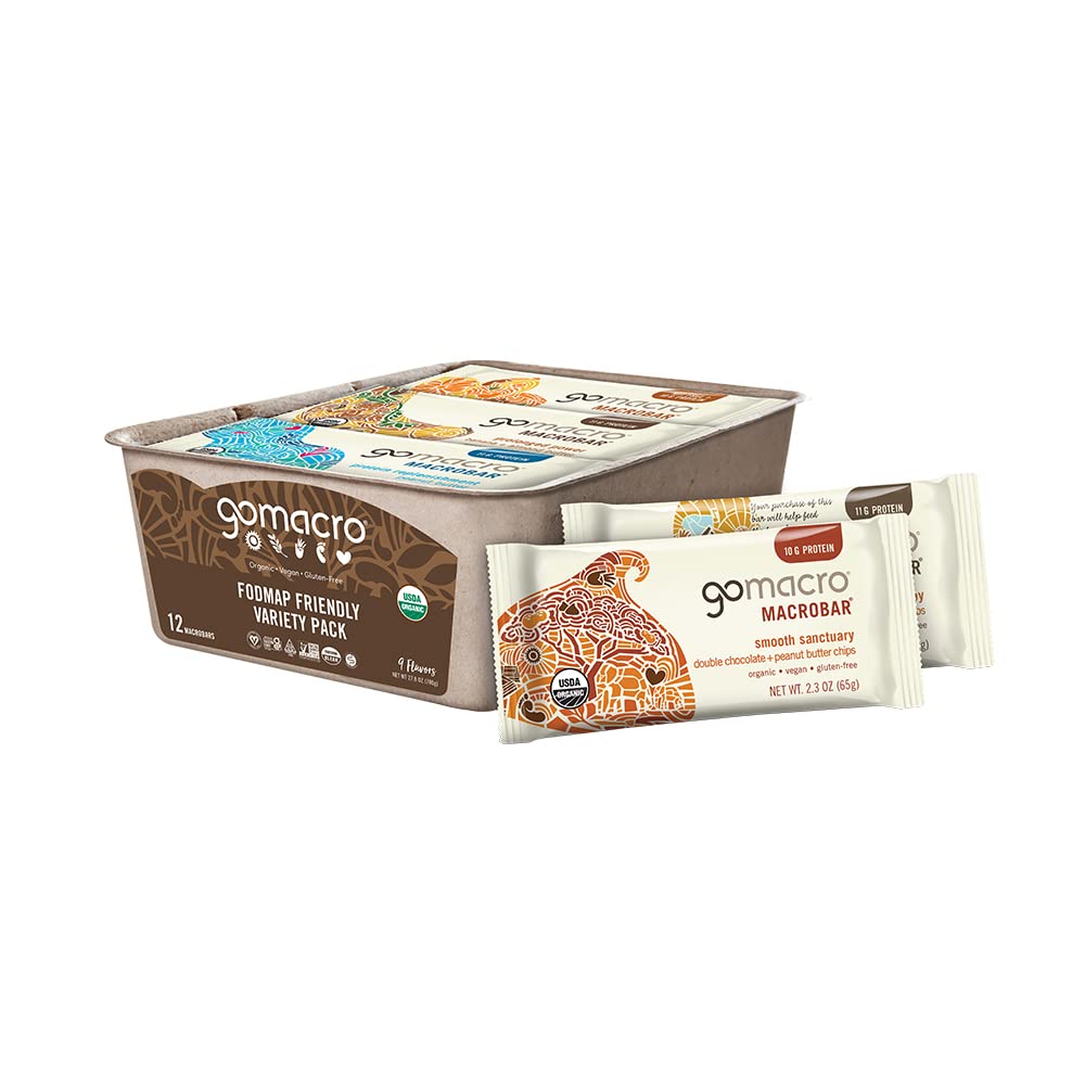 GoMacro MacroBar Organic Vegan Protein Bars - FODMAP Friendly Pack