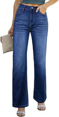 Sidefeel Women's Wide Leg Jeans High Waisted Straight Denim perfect