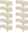 Beige Tablecloths for 8 ft Rectangle Tables 60 x 126 in - 10 Pack