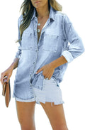 imesrun Womens Button Down Denim Shirt Chambray - Lightweight