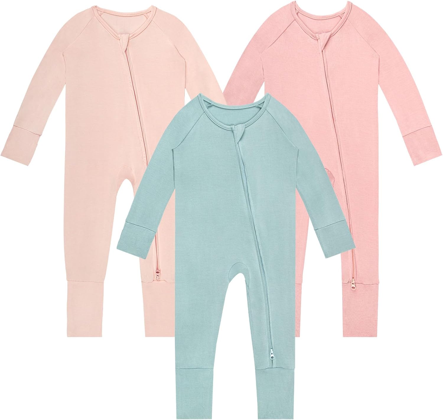 Rayon of Bamboo Baby Rompers Long Sleeve Two Way Zipper Pajamas
