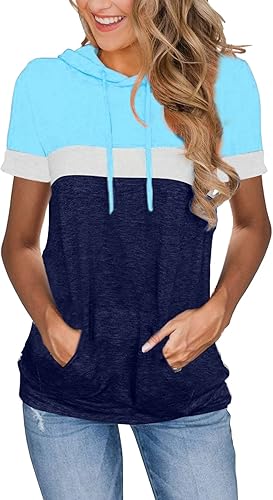 Womens Tops Summer Clothes Casual Short Sleeve Hoodies Trendy
