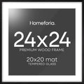 Homeforia 24x24 Black Wood Frame matted to 20x20 - Gallery Look