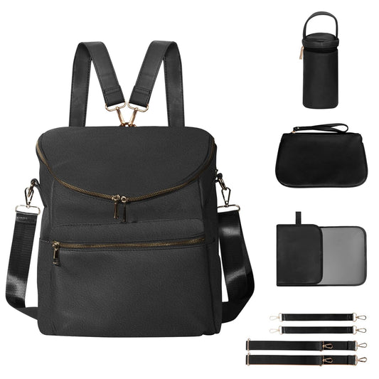 Minsong Diaper Bag Backpack - Stylish Leather Travel Bag
