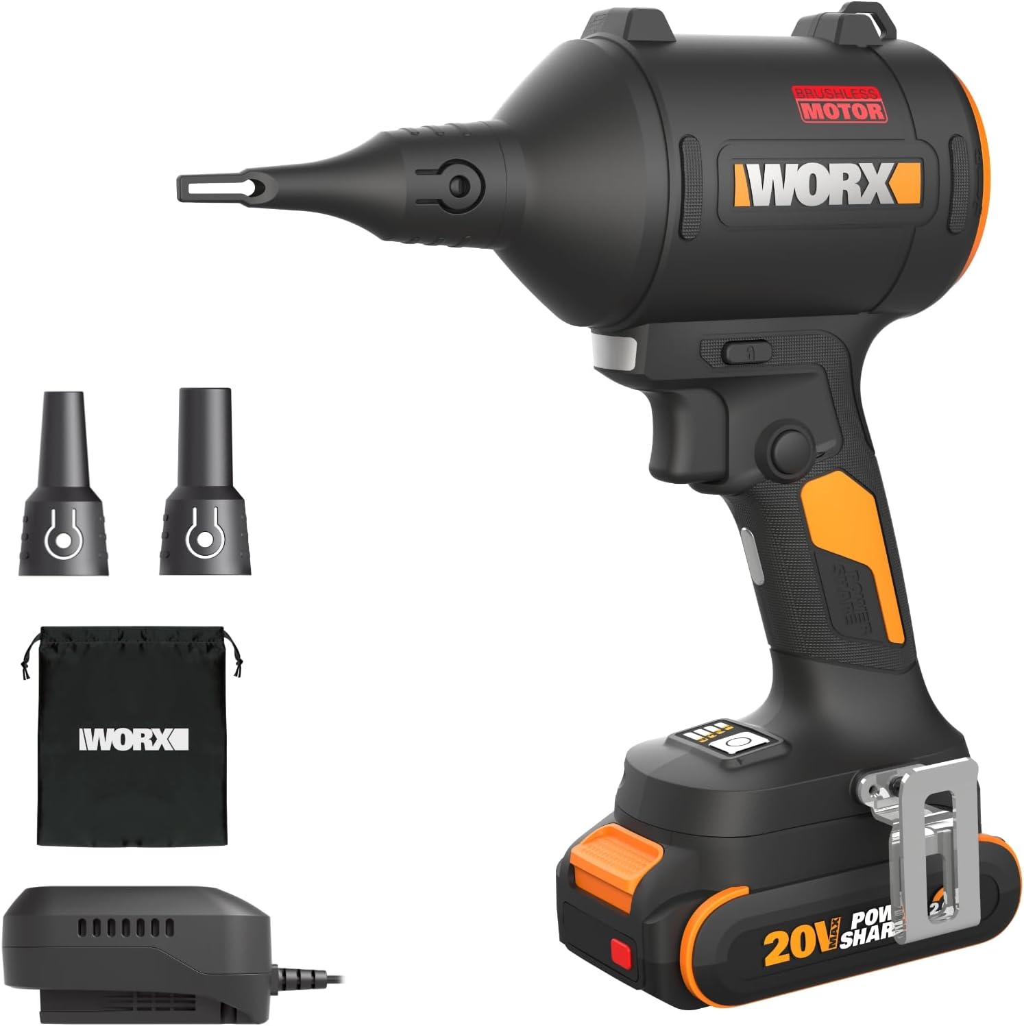 WORX Cordless Blower/Inflator: High Speed 470 MPH Dust Cleaner