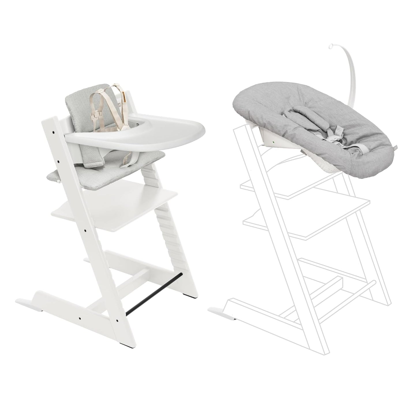 Stokke Tripp Trapp High Chair Set with Newborn and Baby Accessories
