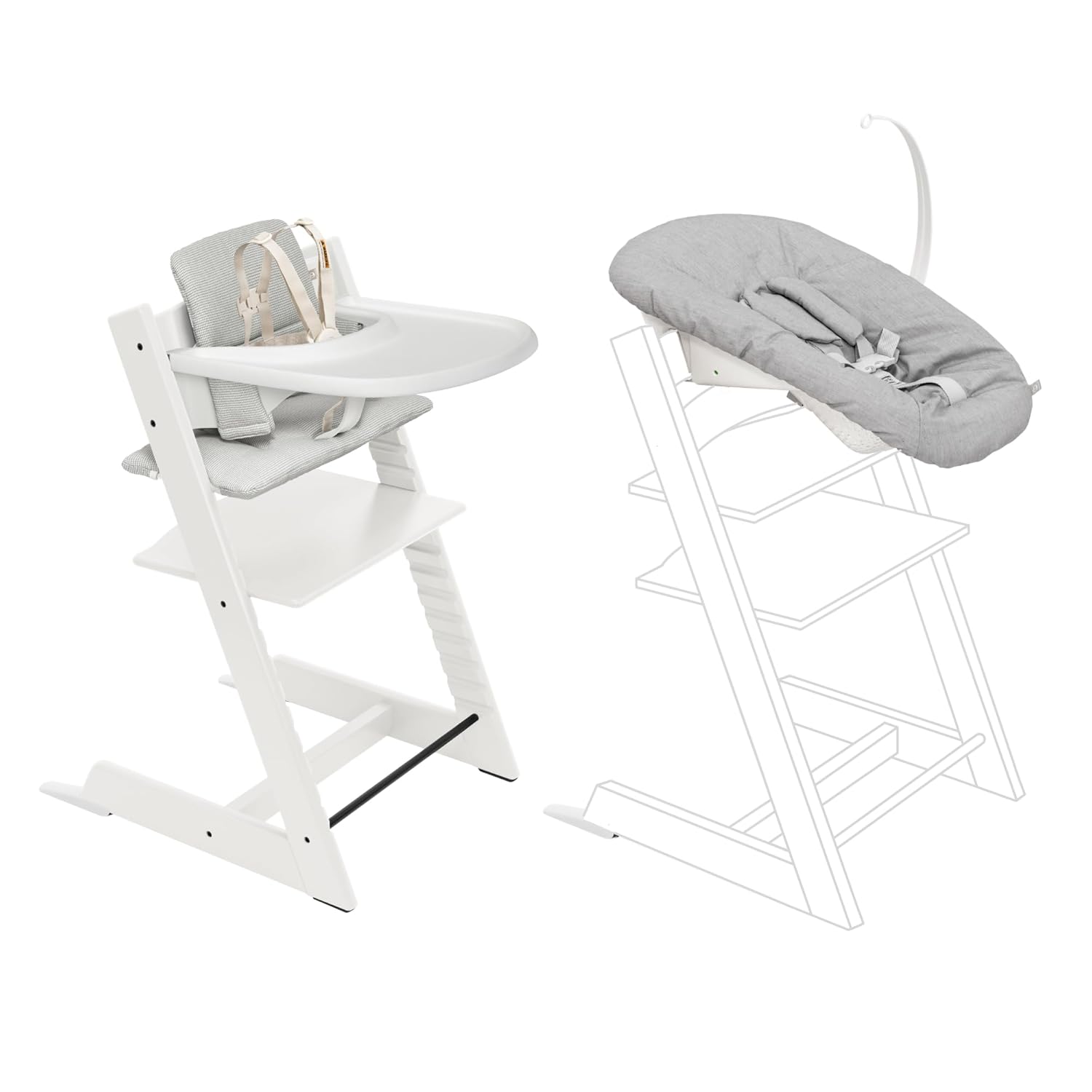 Stokke Tripp Trapp High Chair Set with Newborn and Baby Accessories