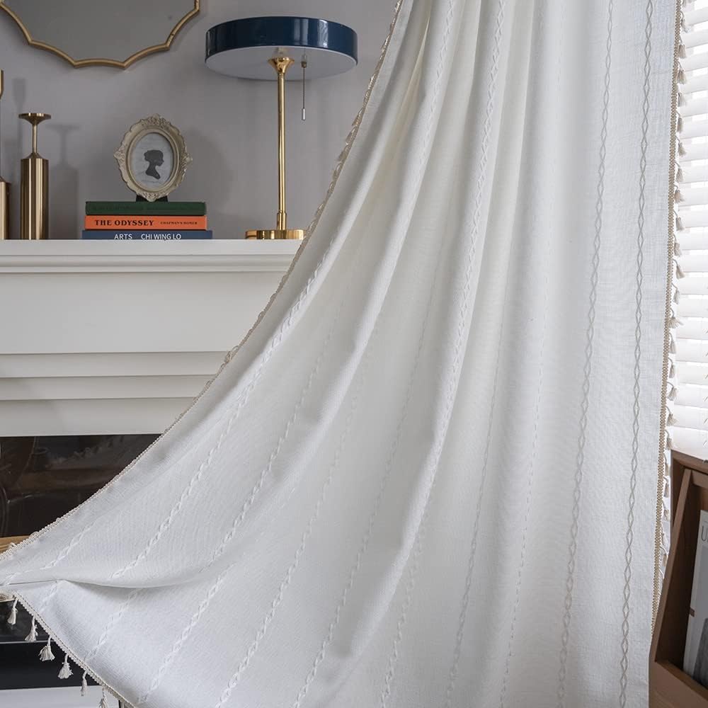 ColorBird Boho Curtains for Bedroom - Elegant White Panels