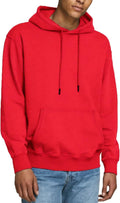 Mens Fleece Hoodie Pullover Solid Color Hooded Sweatshirt