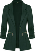 Women's Long Sleeve Blazer Open Front Cardigan Jacket - Slim Fit Work