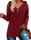 BETTE BOUTIK Womens Quarter Zip Tunic Hoodie Pullover - Soft, Floral