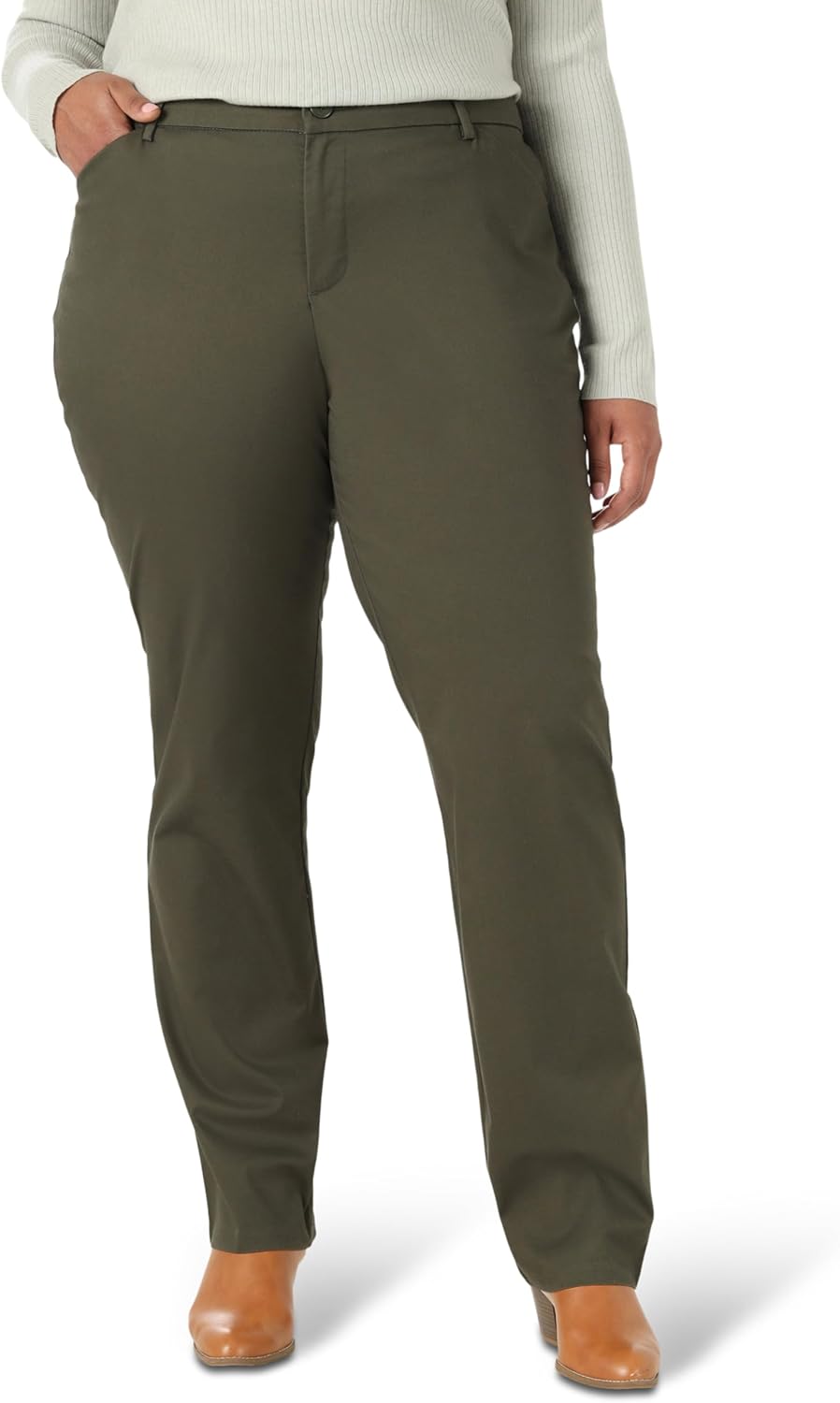 Lee Womens Plus Size Wrinkle Free Relaxed Fit Straight Leg Pant