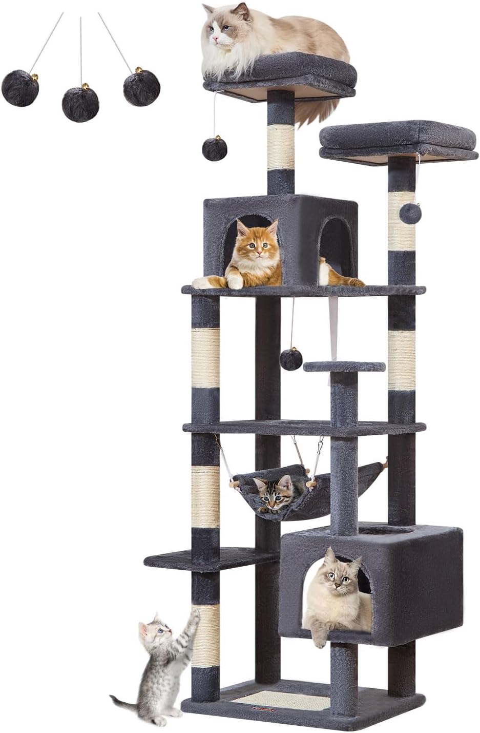 68-Inch Cat Tree Tower with Multi-Level Design for Indoor Cats