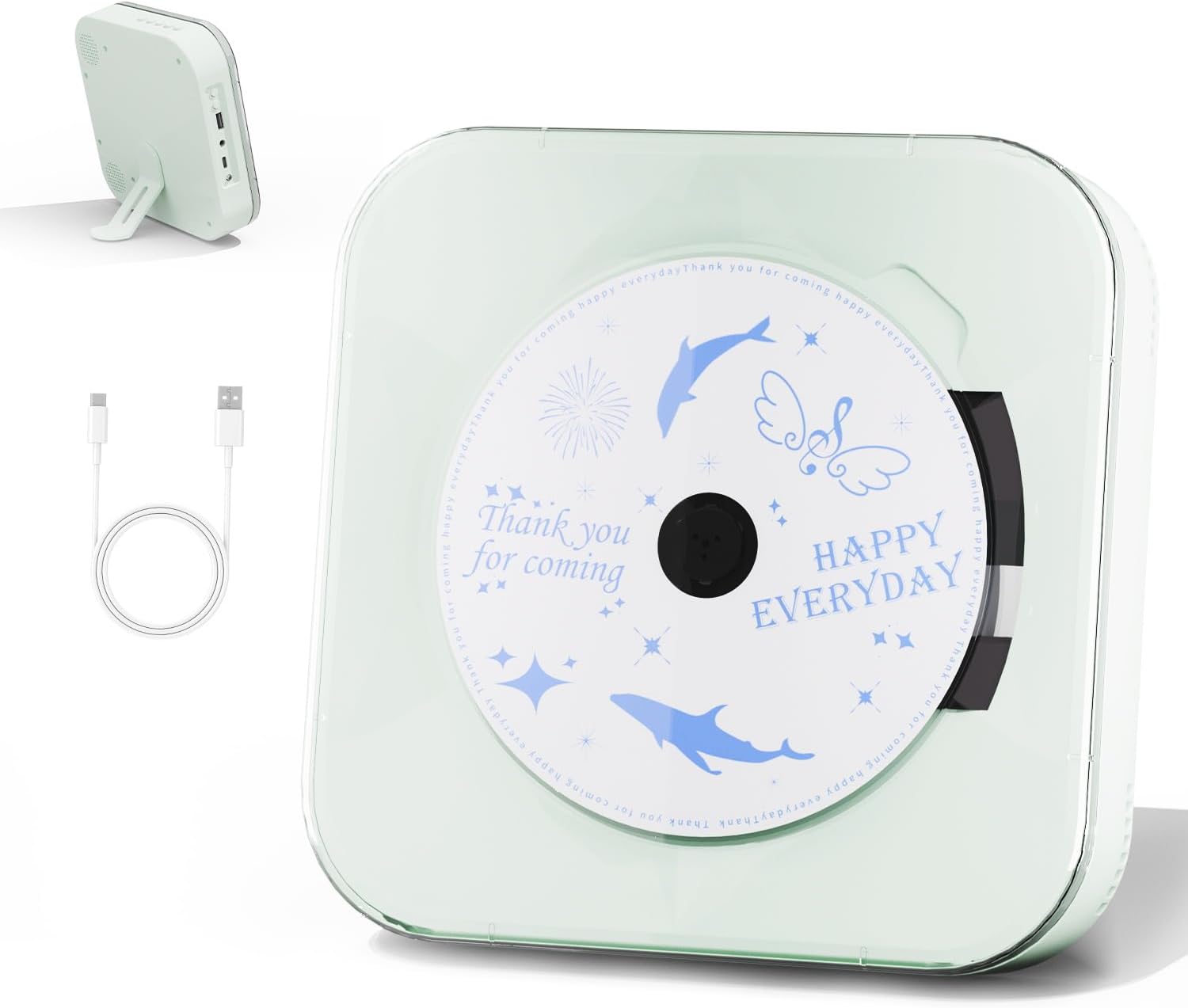Light Green Audio CD Player with Speakers for Home Decor