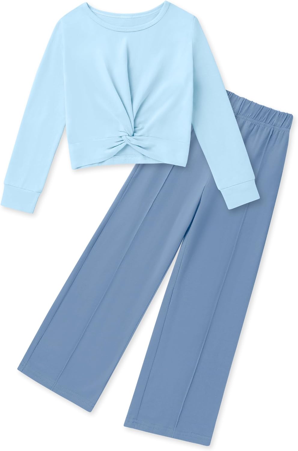 Girls Fall Outfits Fashion Solid Long Sleeve Twist Crop Tops