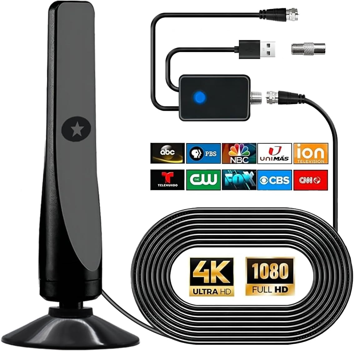 Amplified HD TV Antenna: 4K 8K 1080p, Wide Range