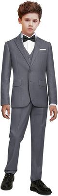Boys Dark Gray Suit Set Regular Version - 7-Piece Formal Outfit