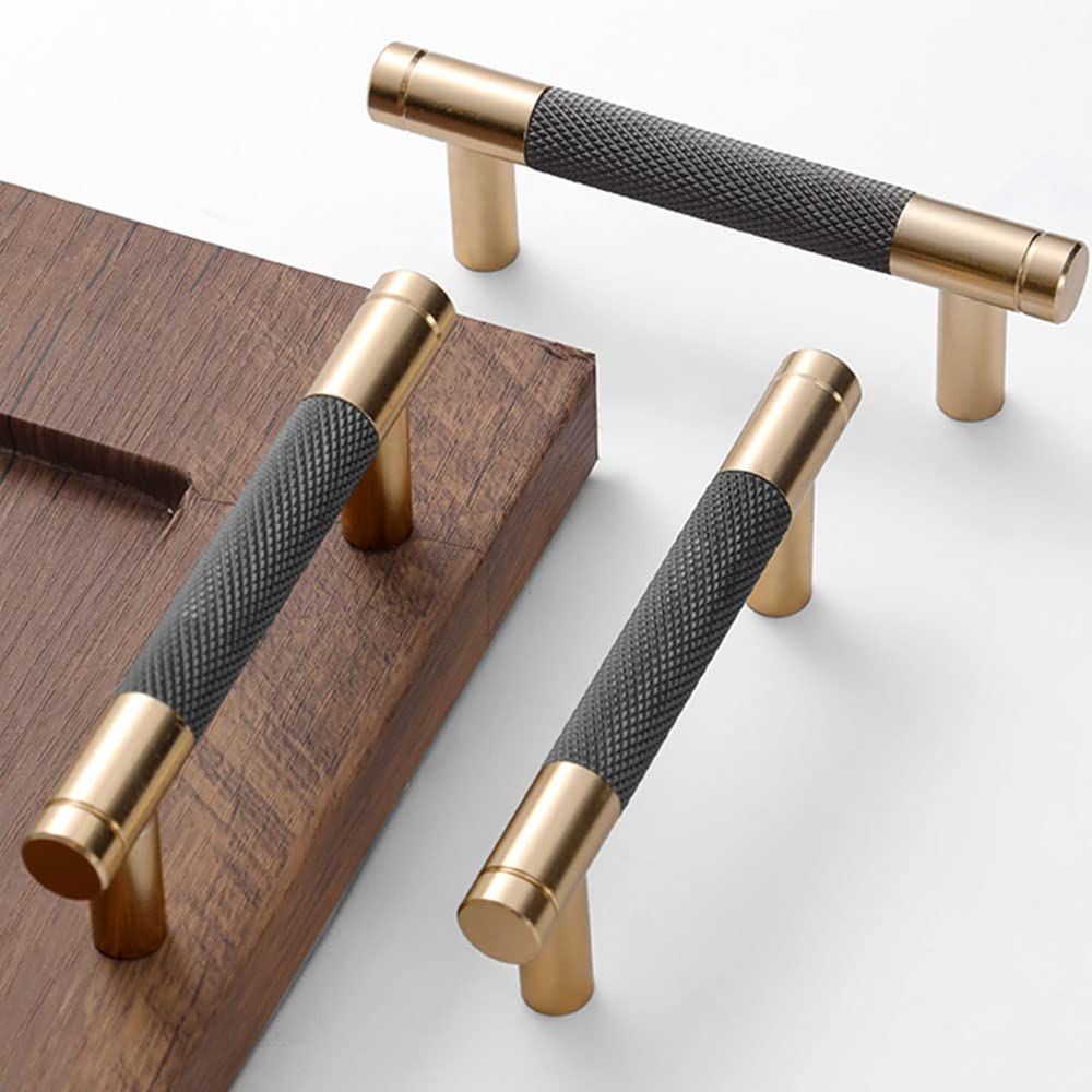10 Pack 3 Inch Gold and Grey Knurled Bar Cabinet Pulls