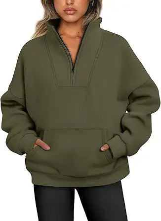Trendy Queen Womens Half Zip Pullover Sweatshirts for Fall
