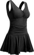 MiYang Women's Plus-Size Flower Printing Shaping Swim Dress