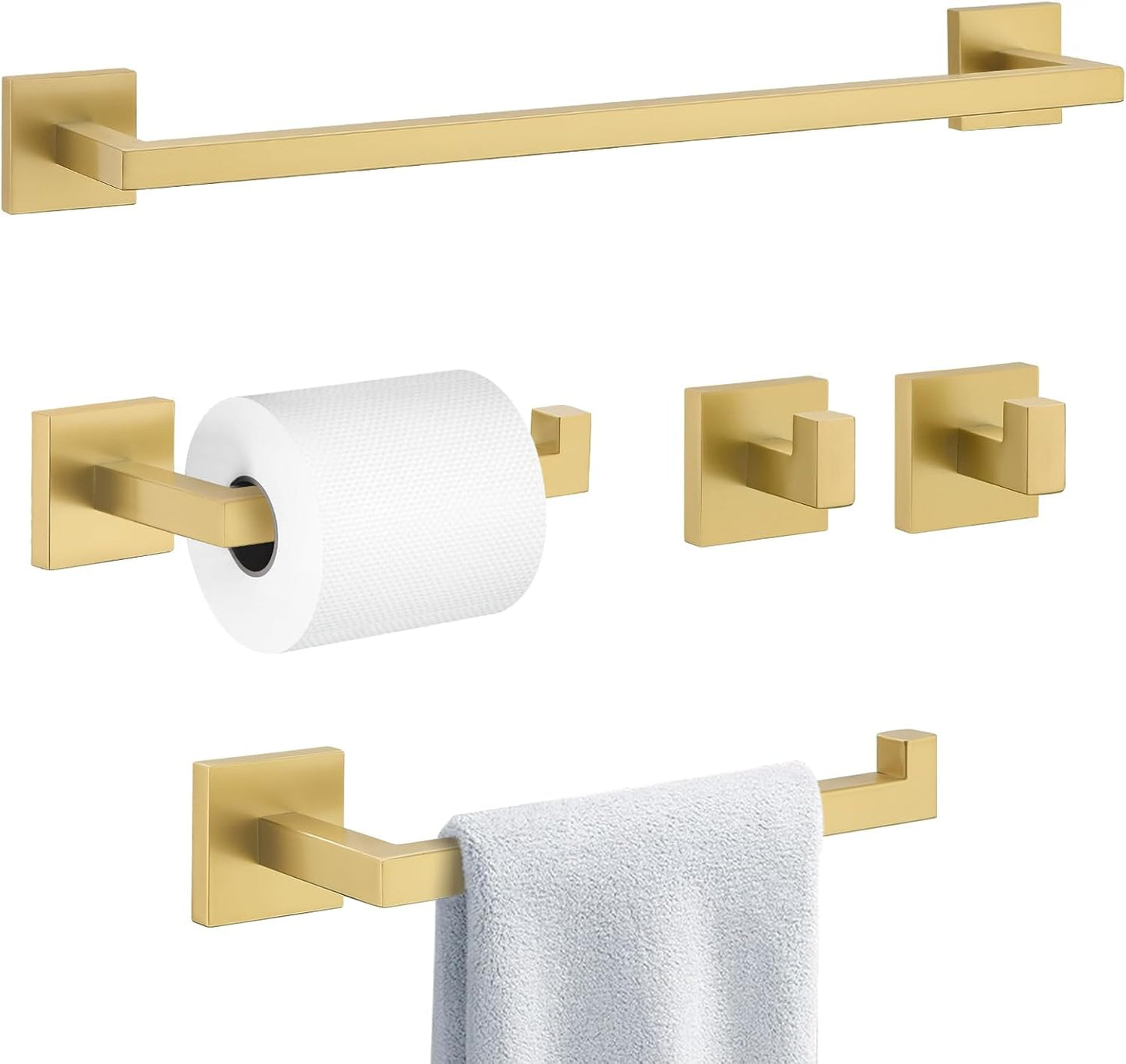 Brushed Gold Towel Bar Set for Elegant Bathroom Accessories