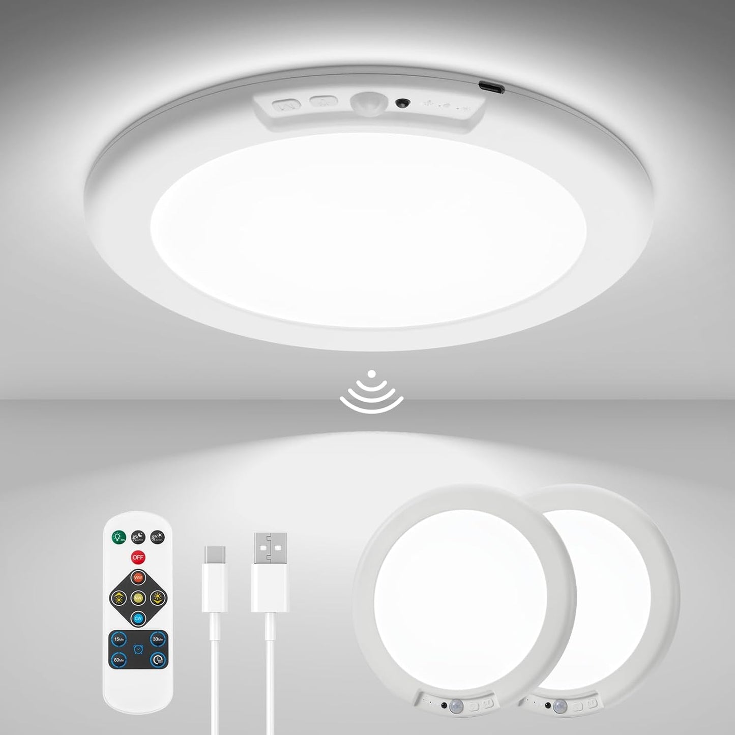 Battery Operated Ceiling Lights with Motion Sensor and Remote