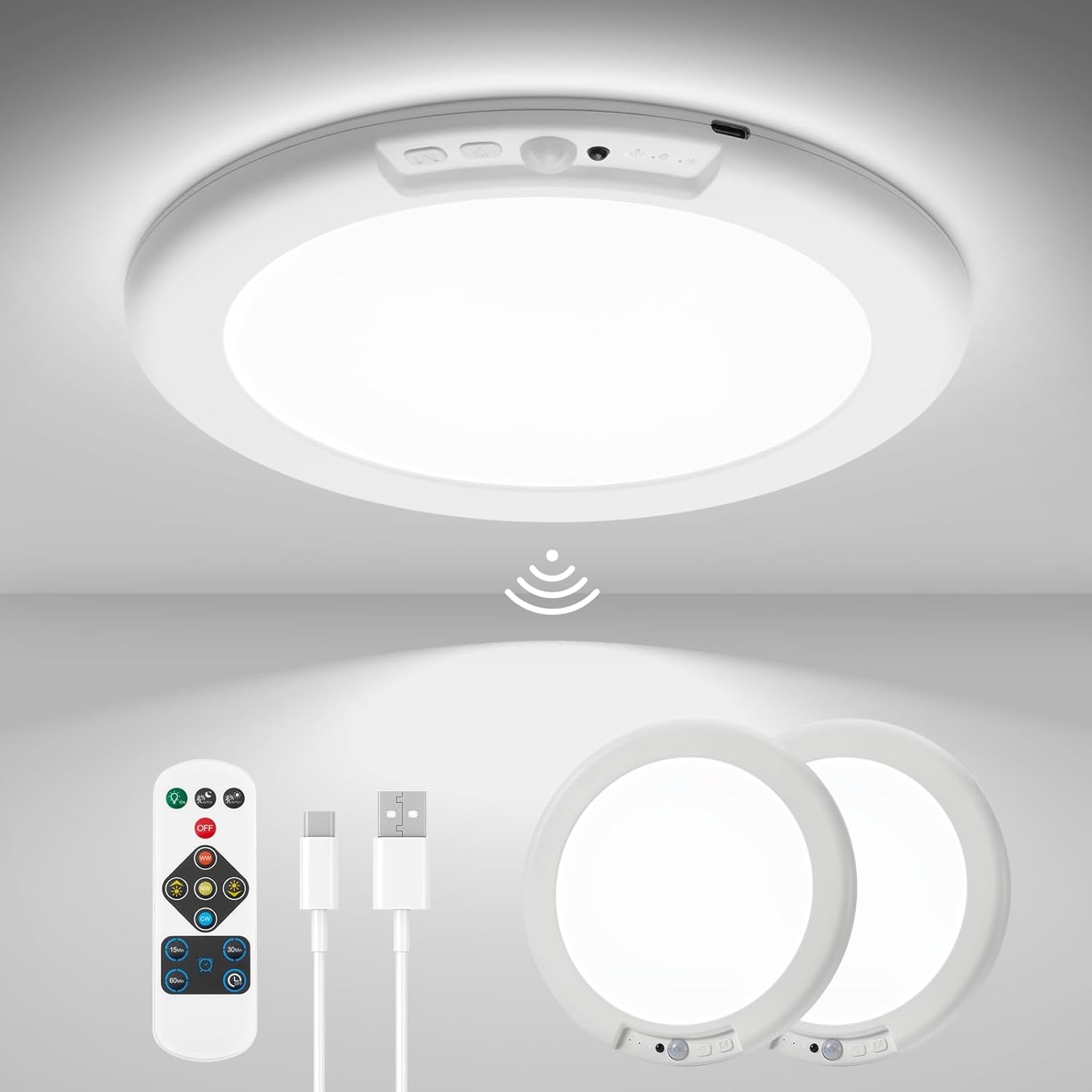 Battery Operated Ceiling Lights with Motion Sensor and Remote