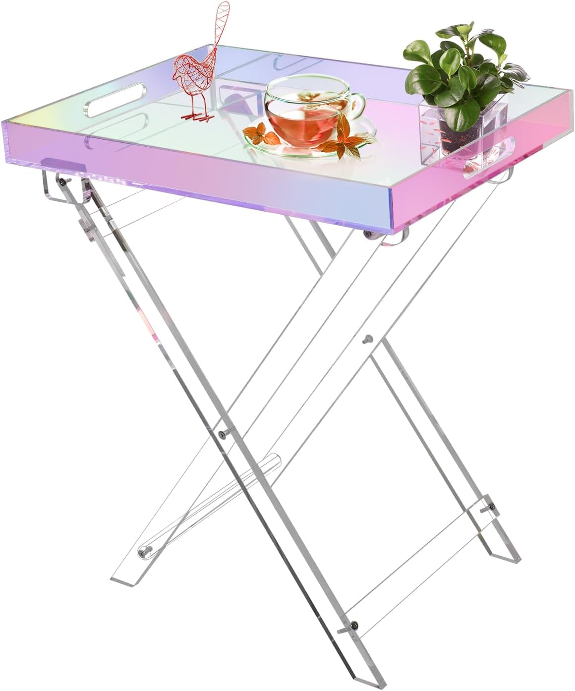 Rainbow Acrylic Folding Tray Table - Colorful Decor Piece!