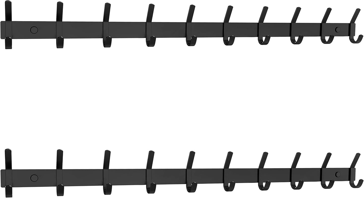 Matte Black Coat Rack Wall Mount with 10 Double Hooks for Storage