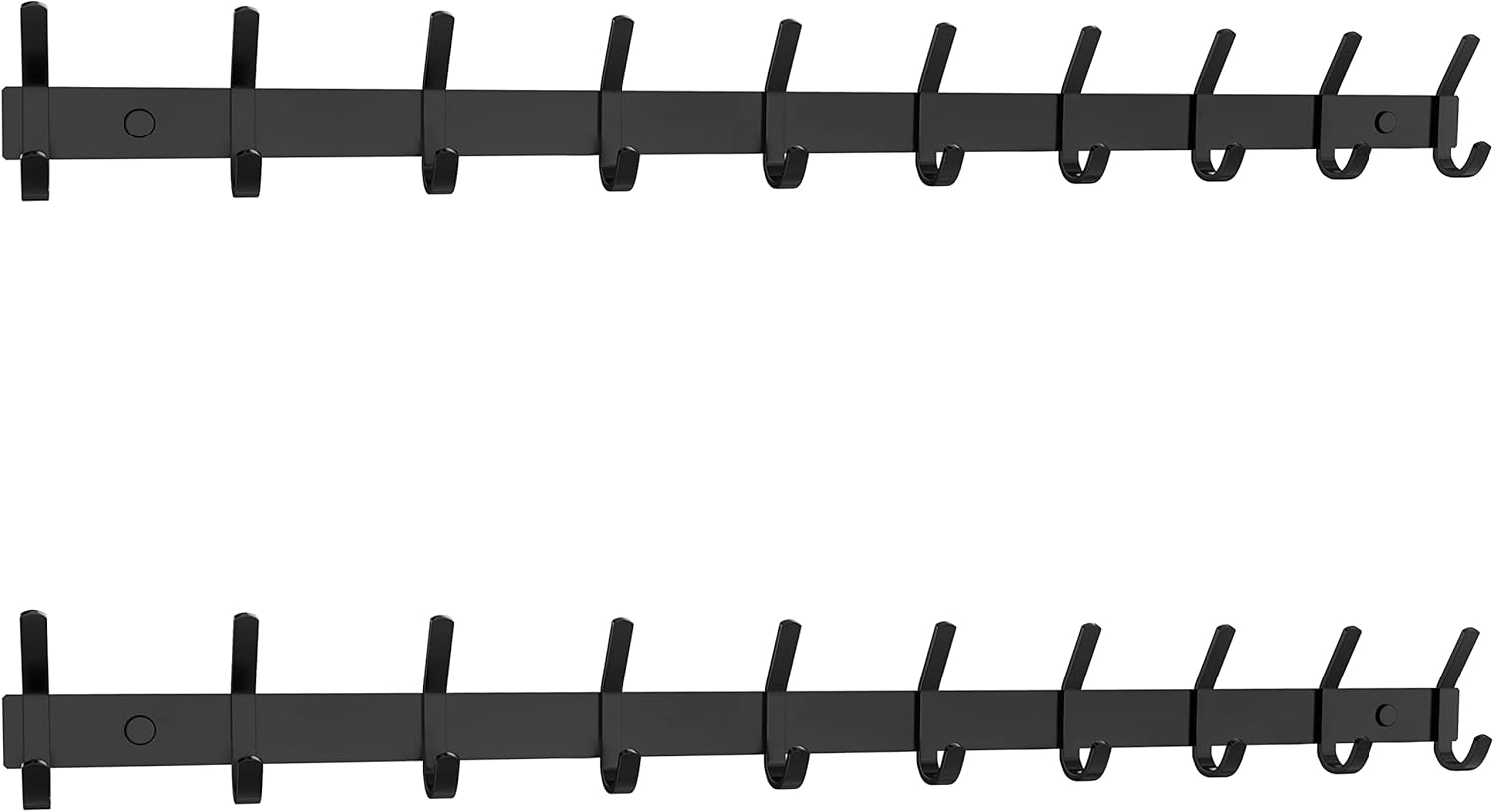 Matte Black Coat Rack Wall Mount with 10 Double Hooks for Storage