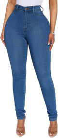 KUNMI Womens High Waisted Skinny Stretch Jeans - Butt Lifting Fit faux