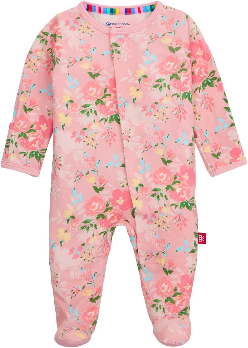 Magnetic Me Girls Modal Baby Footie Pajamas for Easy Dressing