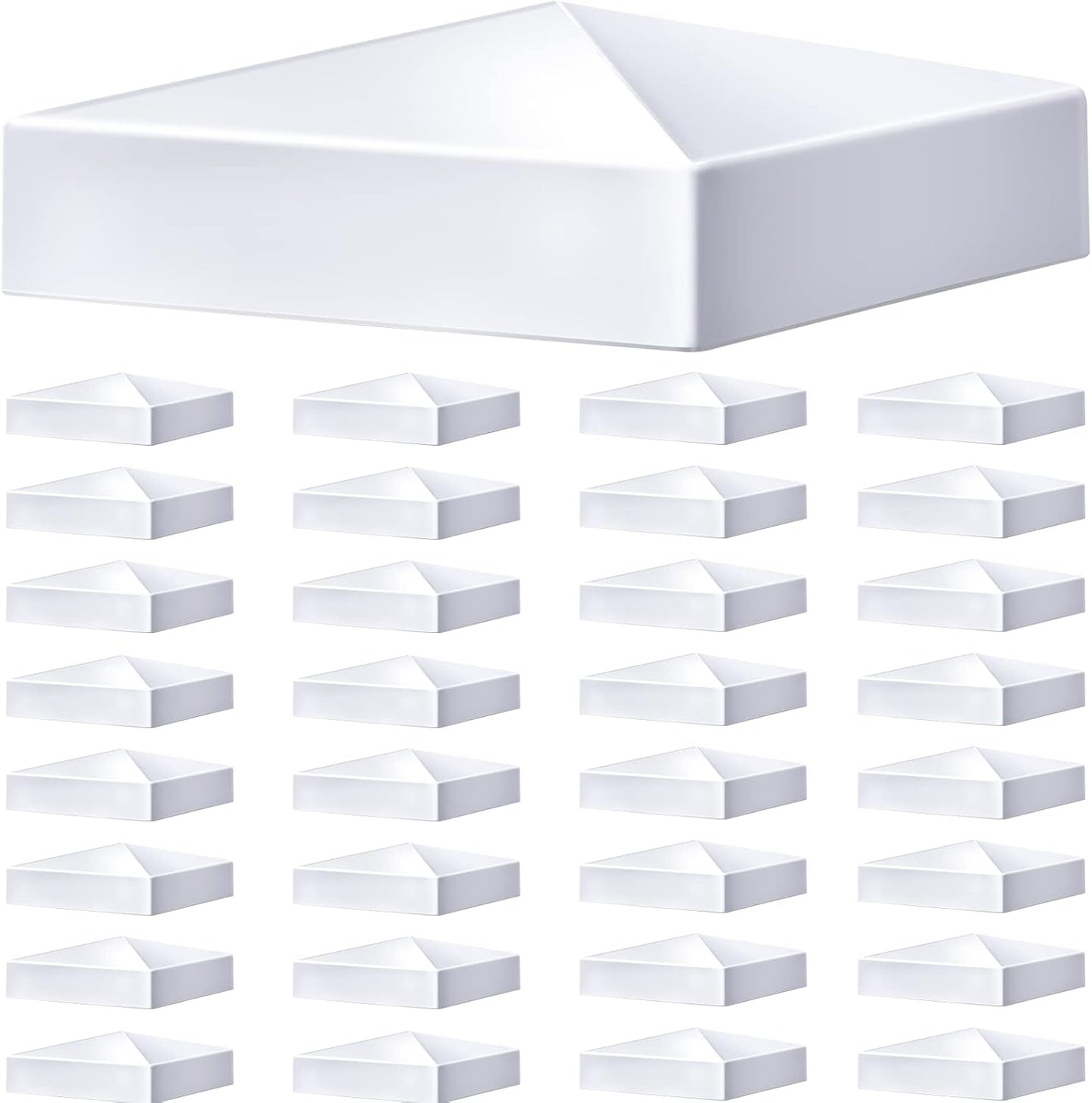 Pyramid White PVC Vinyl Post Top Caps for Fence and Deck Posts