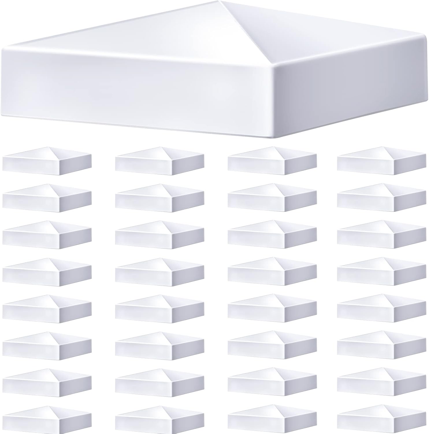Pyramid White PVC Vinyl Post Top Caps for Fence and Deck Posts