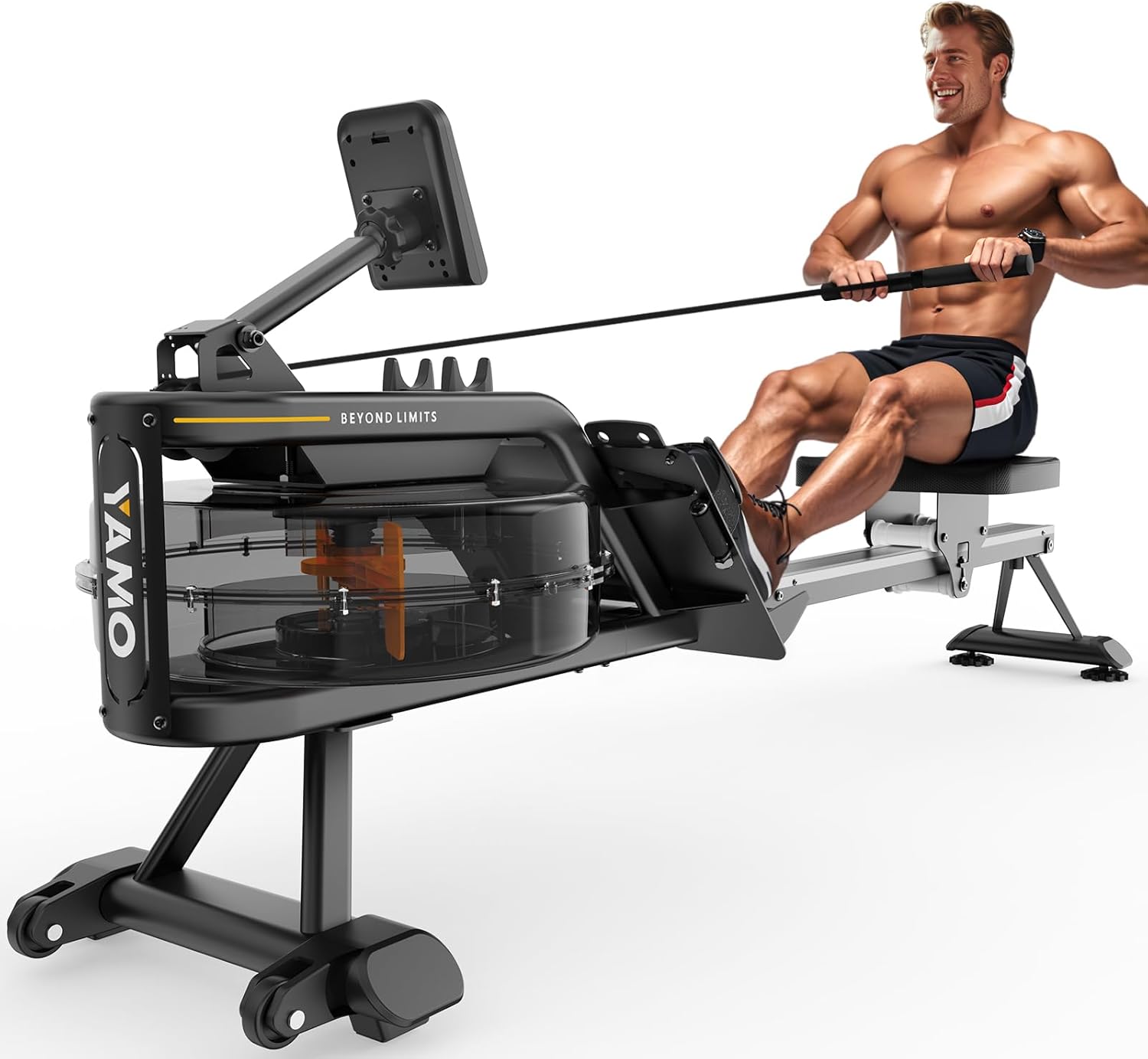 YAMO Water Rowing Machine: 150kg Capacity, 44 Days Kinomap Membership