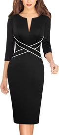 Womens Wear to Work Slim Colorblock Crisscross Waist Sheath Dress Size
