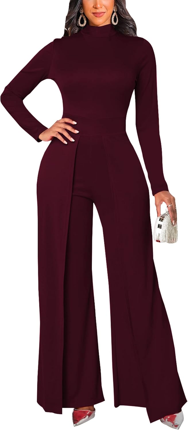 Women's Casual Long Sleeve Round Neck Jumpsuits for Parties