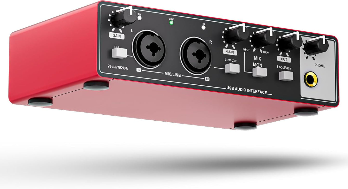 TISINO Audio Interface 2i2-24Bit/192kHz for Recording and Streaming
