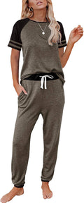 AUTOMET Lounge Sets for Women Summer Pajamas Two Piece Set
