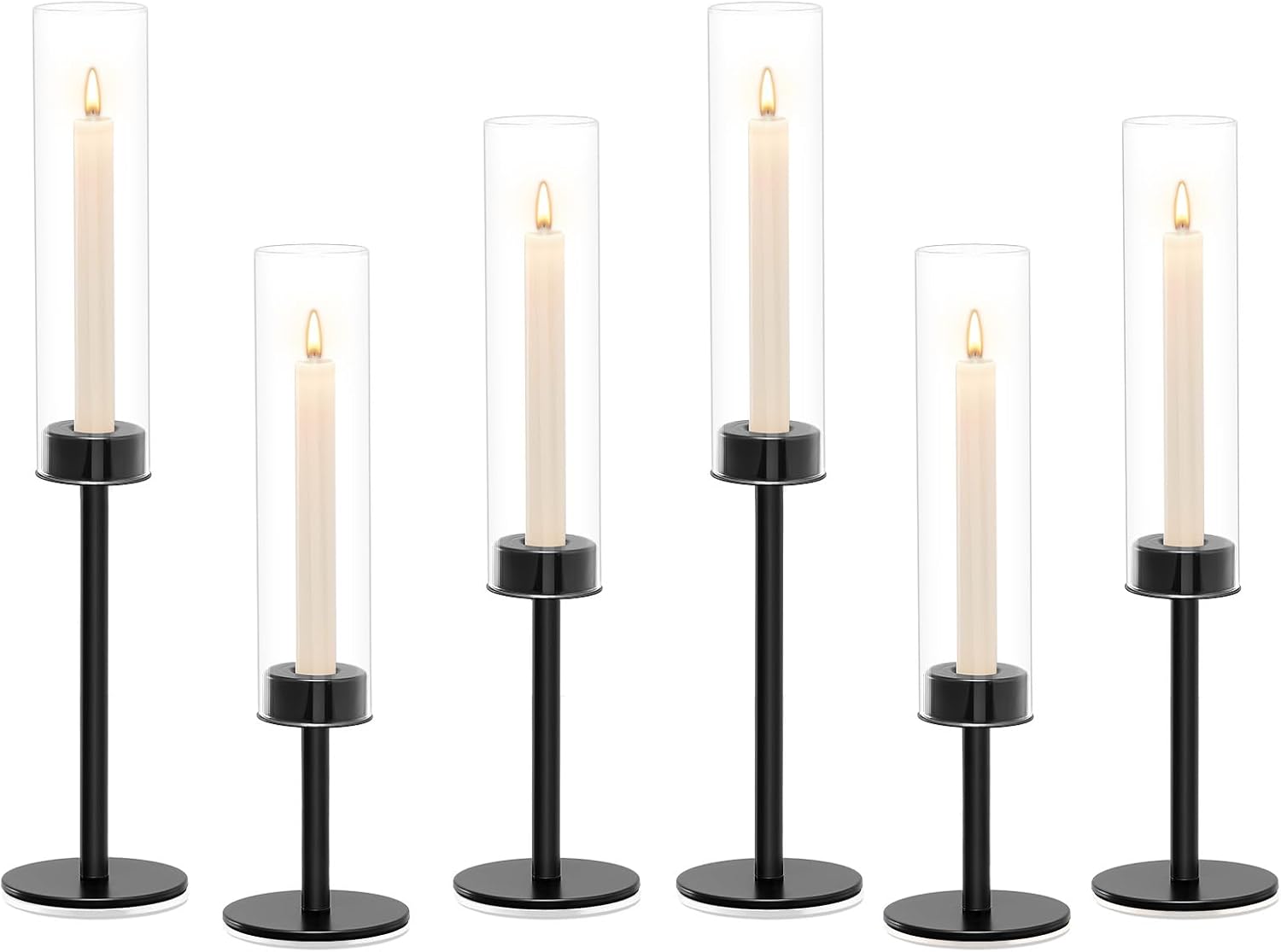 Black Hurricane Candle Holders Set of 6 for Elegant Decor