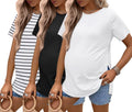 Maternity Shirts Short Sleeve Split Side Tunic - Comfortable Everyday