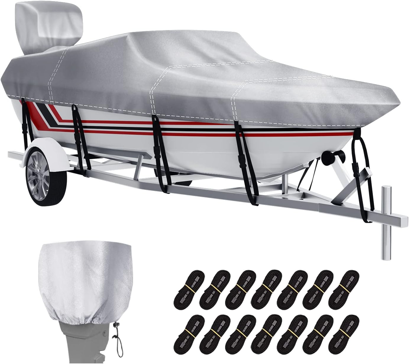 VINPATIO Boat Cover with Motor Cover, 16-18.5 ft Waterproof