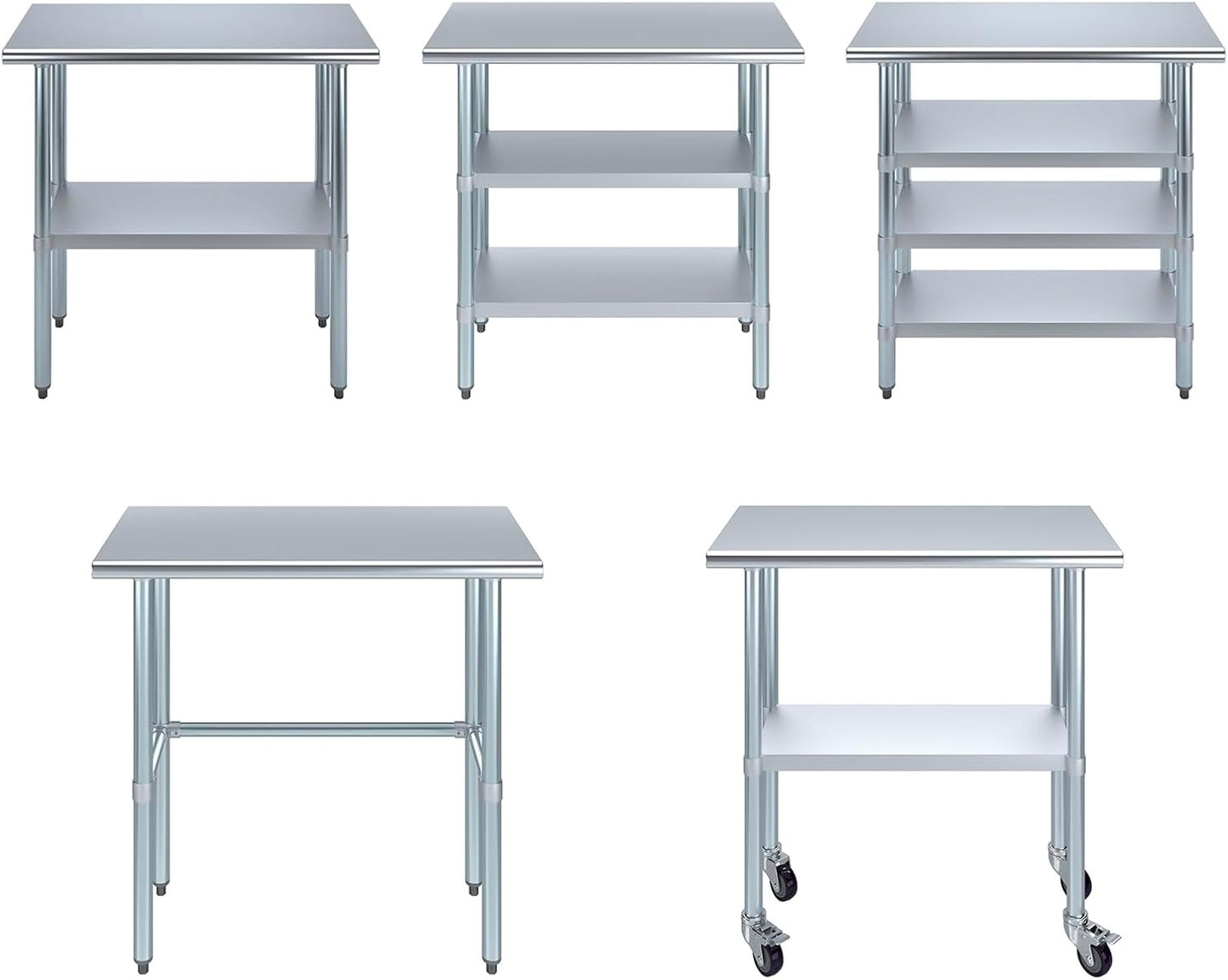 Stainless Steel Table with Casters for Kitchen Prep Utility