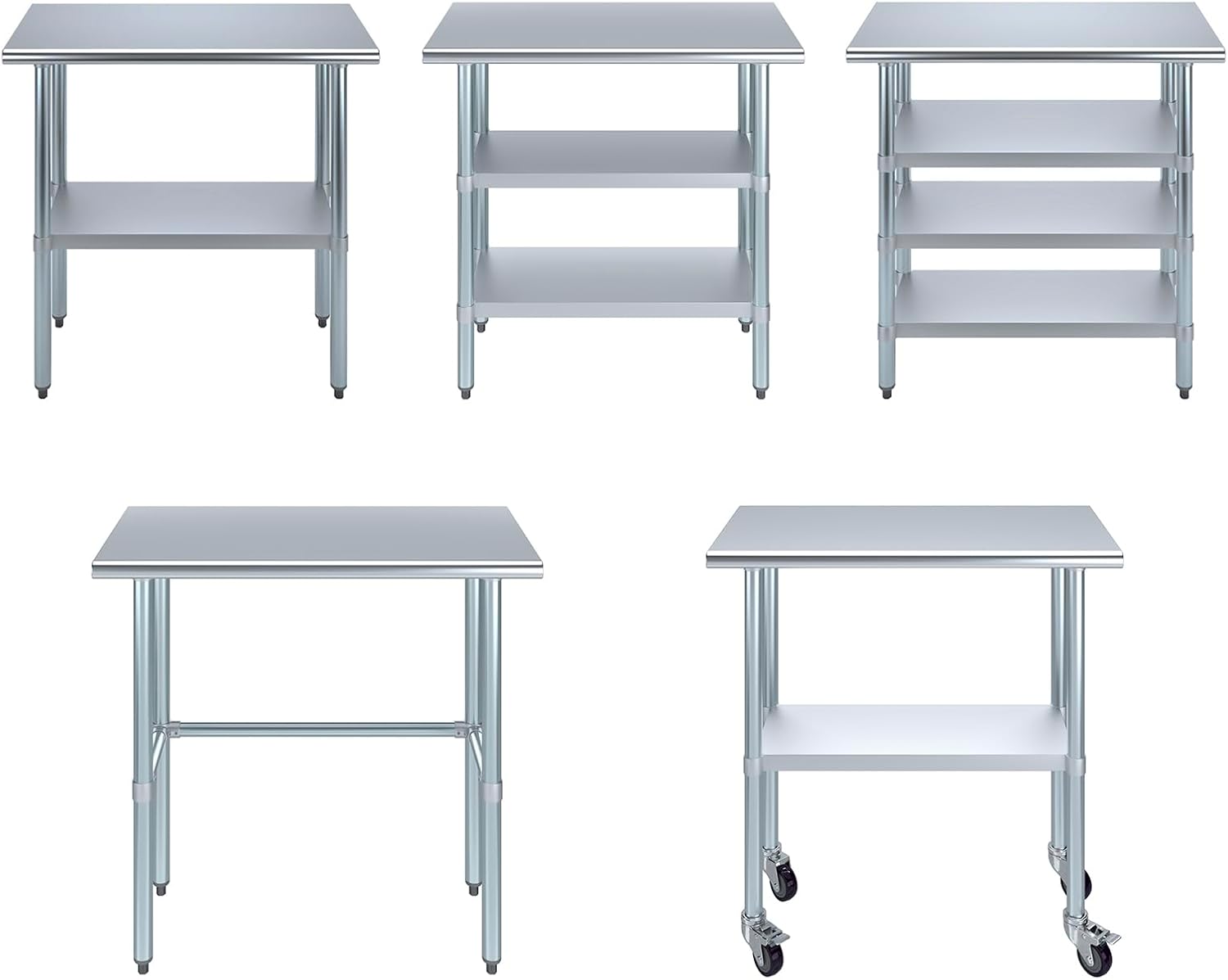 Stainless Steel Table with Casters for Kitchen Prep Utility