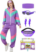 80s Tracksuit for Women Retro Windbreaker Outfit with Full Accessories
