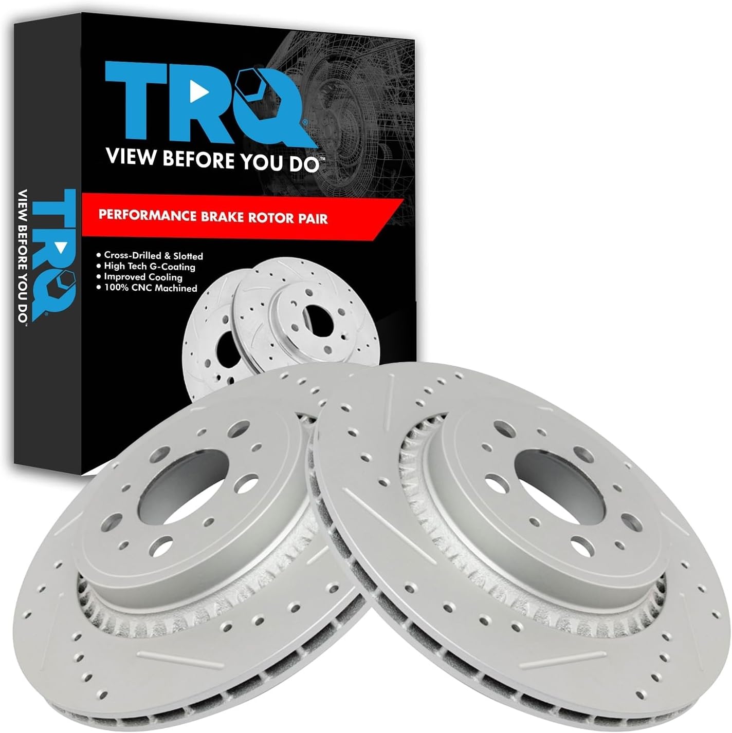 TRQ Rear Performance Brake Rotors Set for Volvo XC90 2003-2014