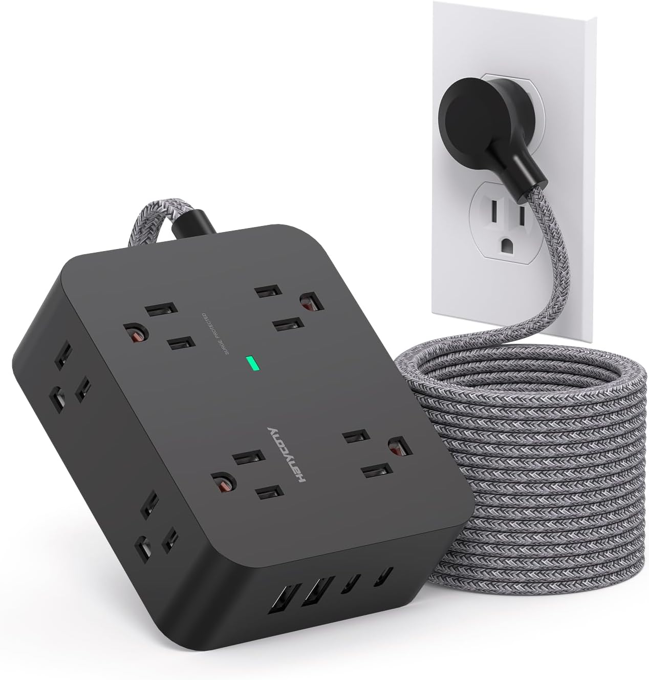 HANYCONY 20 Ft Power Strip Surge Protector - Ultimate Home Office Charging Solution