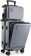 20 Inch Carry On Luggage 22x14x9 Airline Approved - Durable Grey Case