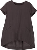 Minibee Women's Short Sleeve Cotton Linen Tunic for Casual Fashion
