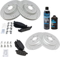 TRQ Brake Rotor G-Coated & Metallic Pad Kit Front & Rear - Direct Fit